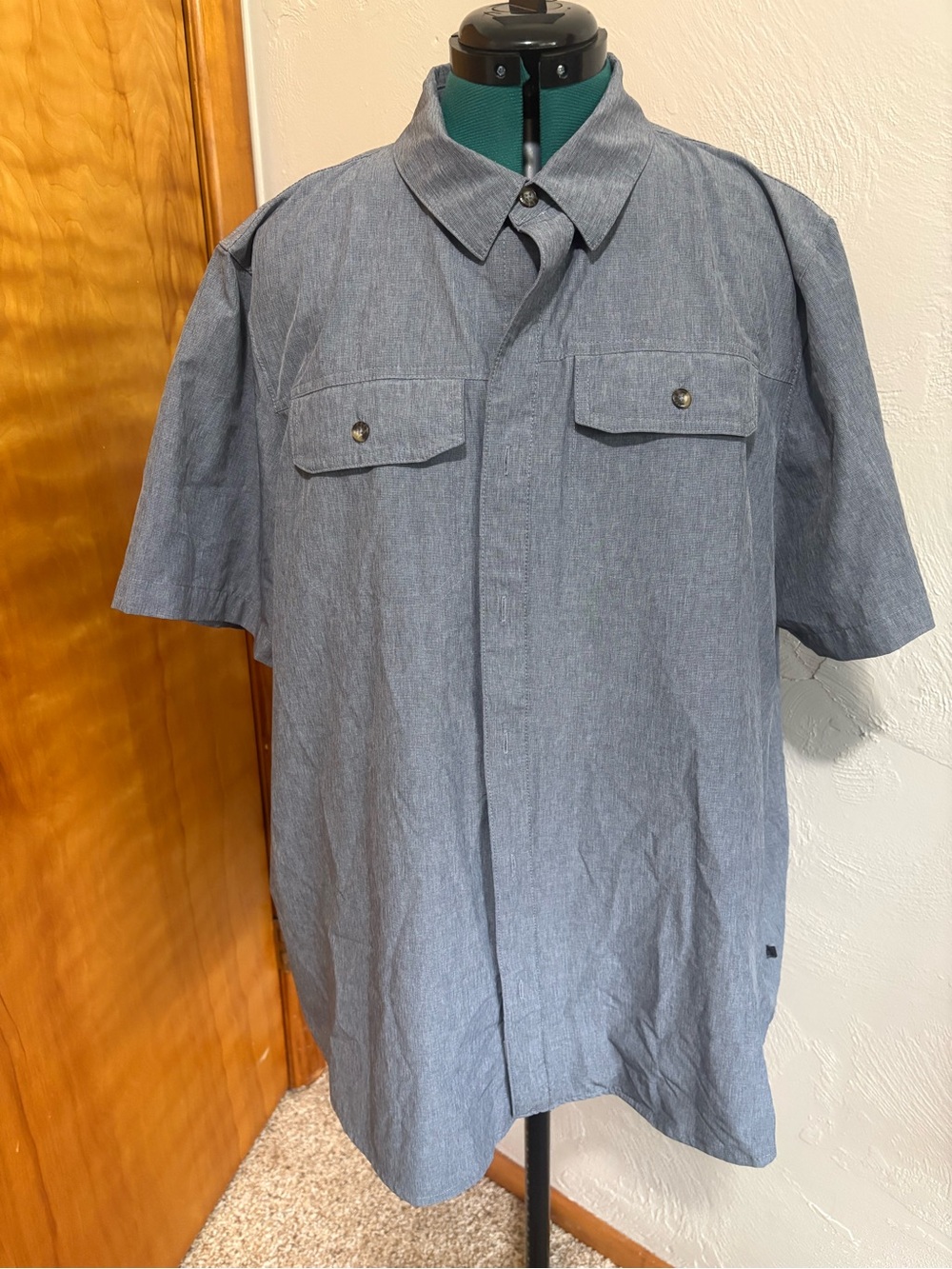 Gerry Weber Short-Sleeve Button-Down Shirt in Heather Blue